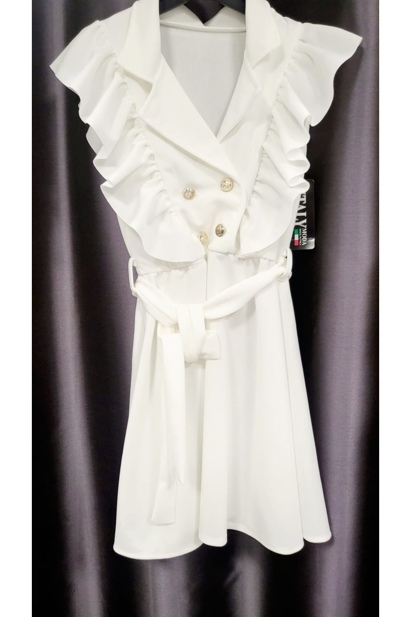 Sukienka dziewczęca biała elegancka guziczki