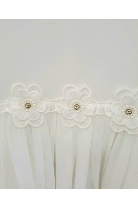 Sukienka biała tiul i kwiatki